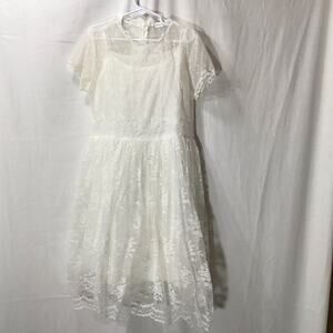 Trish Scully White Layered Lace Flower Girl Baptism Confirmation Dress 10
